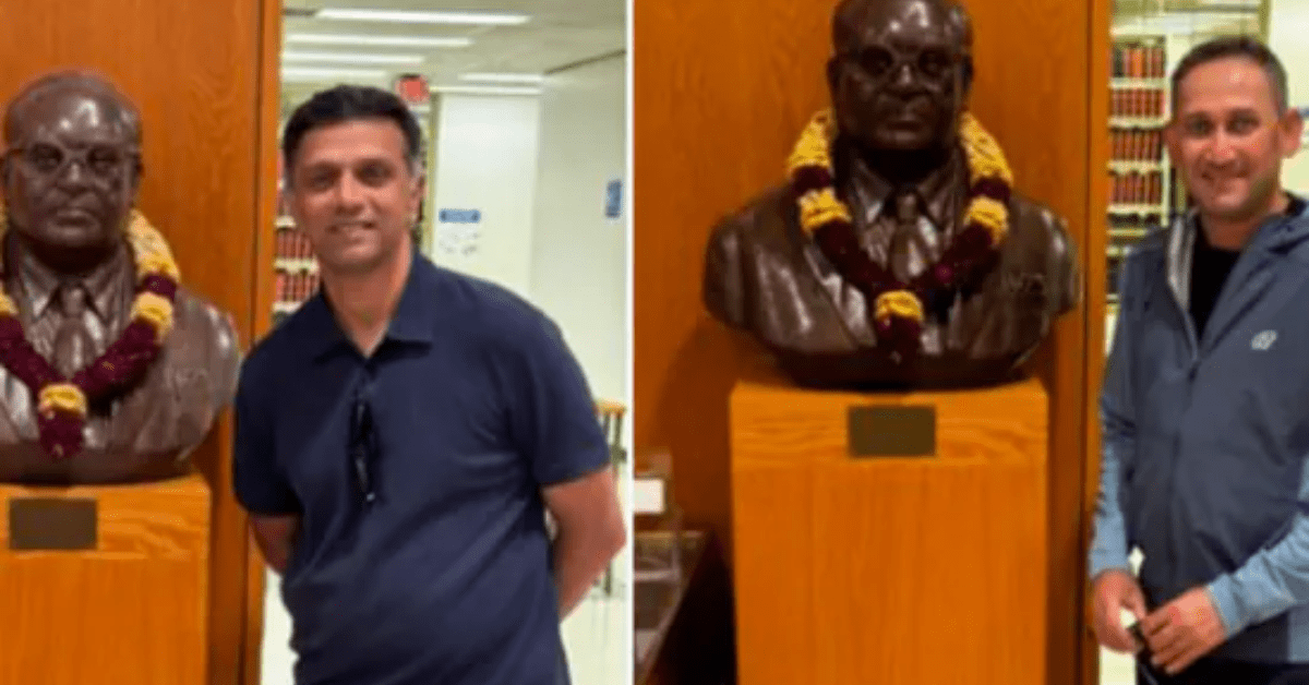 Rahul Dravid and Ajit Agarkar Pay Tribute to BR Ambedkar at Columbia University