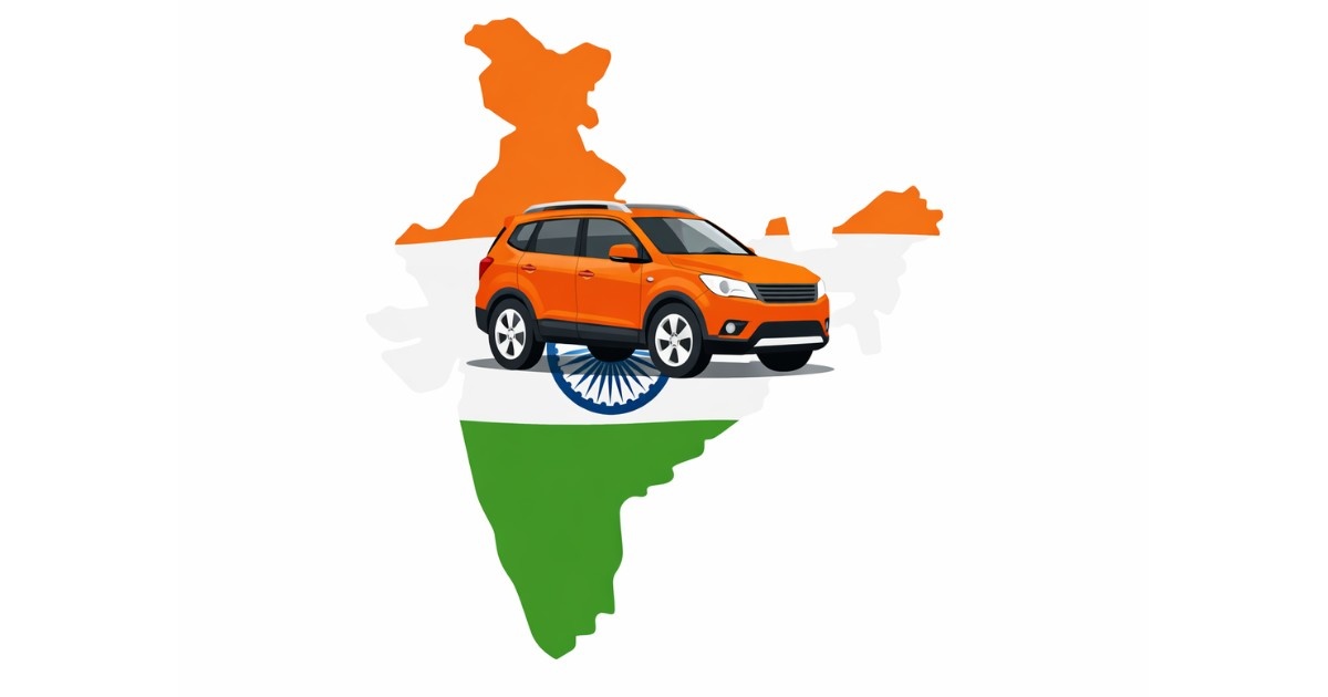 Affordable SUVs India 2026 Minimal flat vector illustration of a modern compact SUV in light neutral tones on a white background, symbolizing affordable SUVs in India, with subtle black accents and a clean editorial news style.