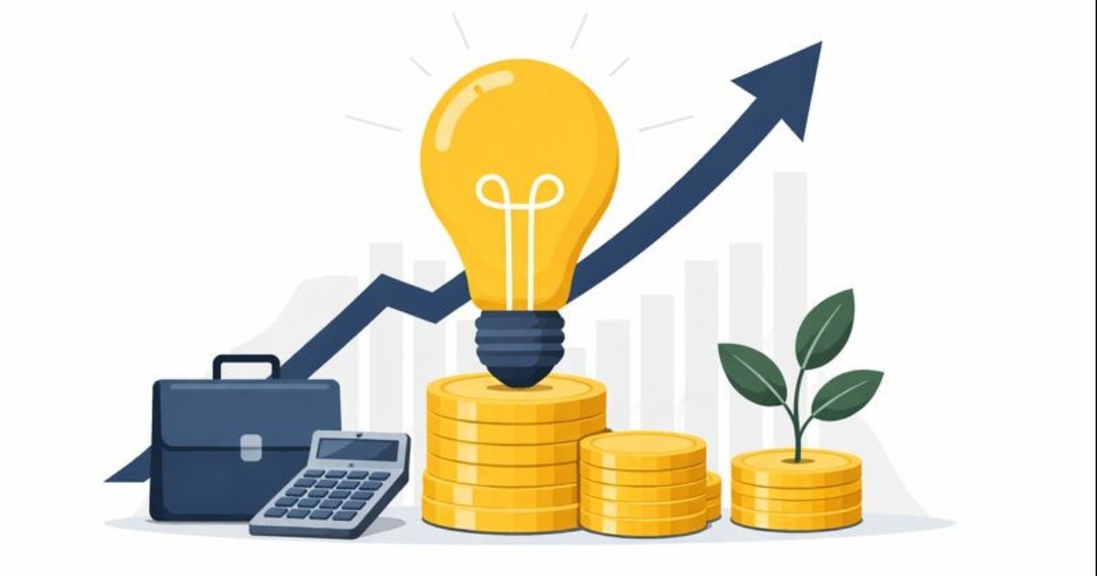 Minimal editorial illustration representing Startup Funding Growth with a single upward arrow symbolizing rising investment momentum.