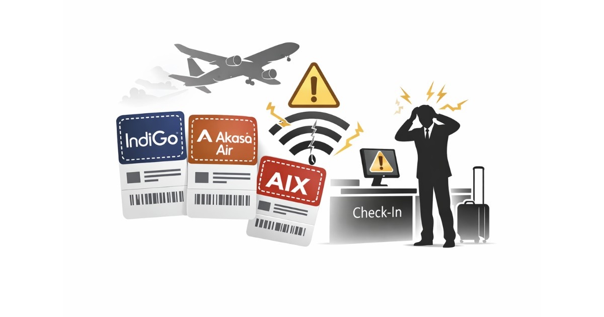 Navitaire Outage Today illustration showing airline check-in disruption