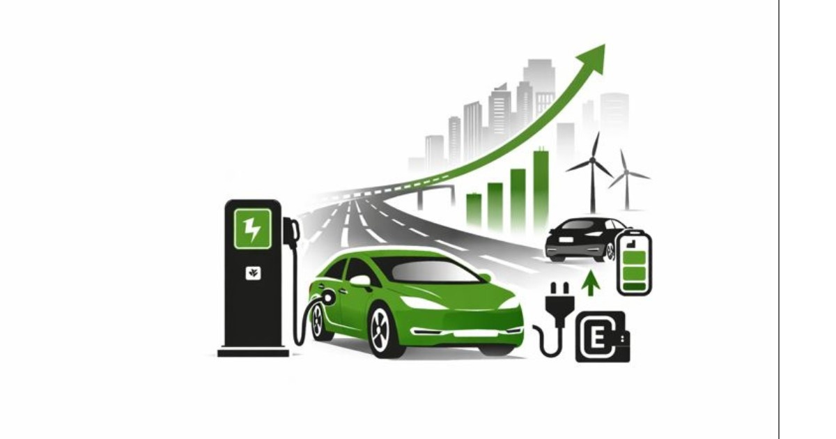 Electric Vehicle Infrastructure Boom visible on Indian highway with multiple fast-charging stations