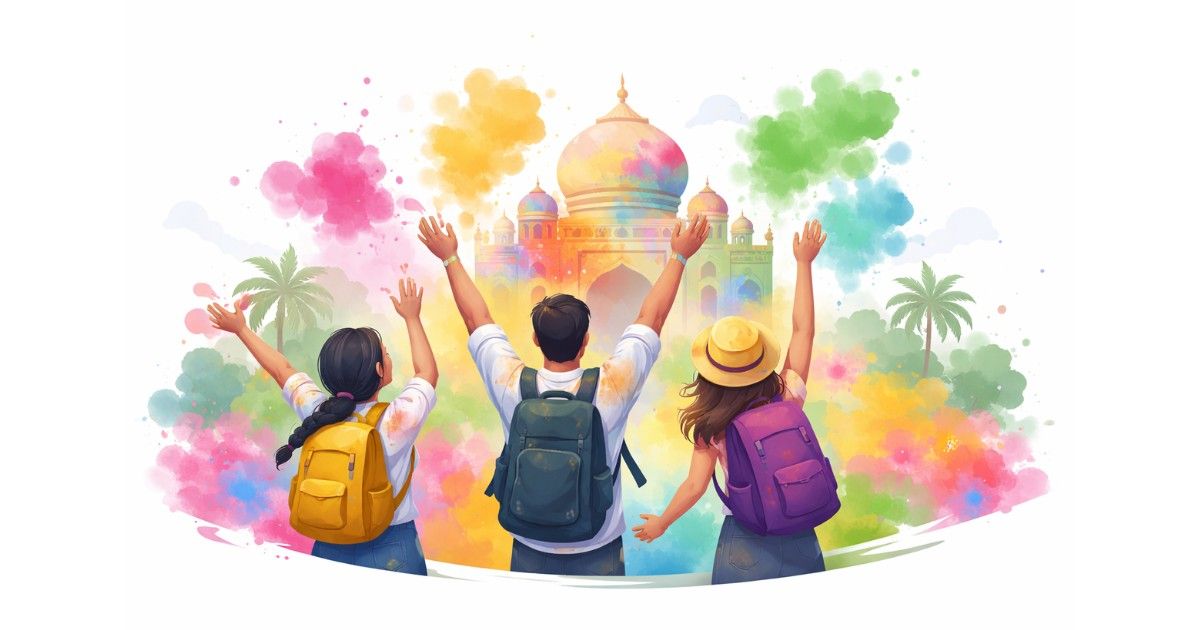 Safe Holi Travel Destinations in India celebrated with vibrant colors and secure festive atmosphere