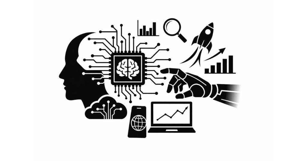 AI Tools 2026 illustration showing futuristic artificial intelligence technologies and digital automation systems