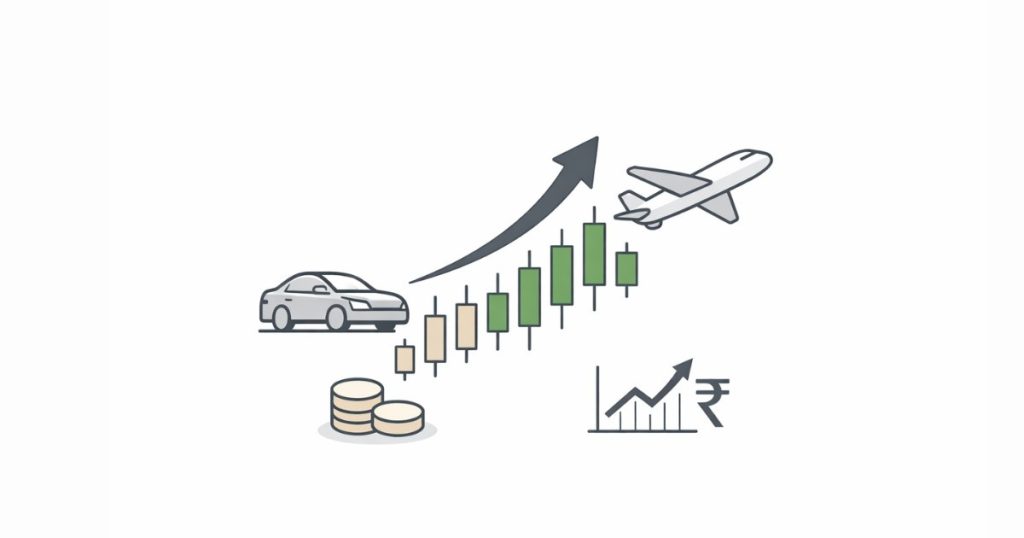 Sensex closes 600 points up with green upward stock market chart