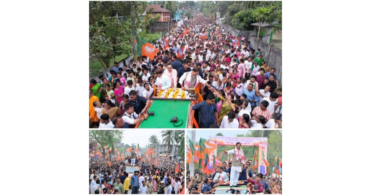 Assam Chief Minister Himanta Biswa Sarma addressing an election rally in Bihpuria