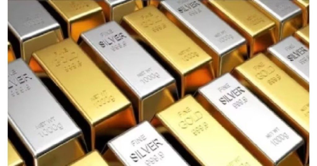 Gold jewellery displayed in a shop as prices fall across Indian cities