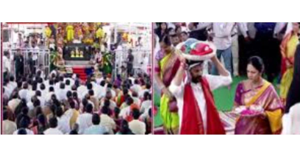 Telangana Chief Minister Revanth Reddy laying foundation stone at Bhadrachalam temple expansion project