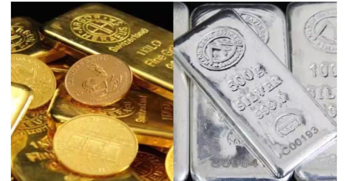 Gold jewellery displayed in Indian bullion market