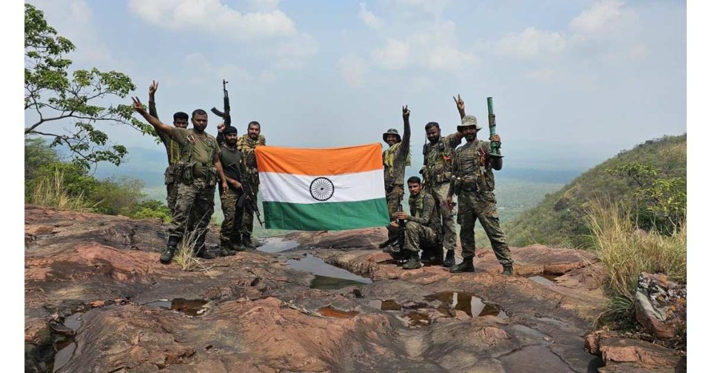 CRPF personnel paying tribute at memorial on Valour Day in India