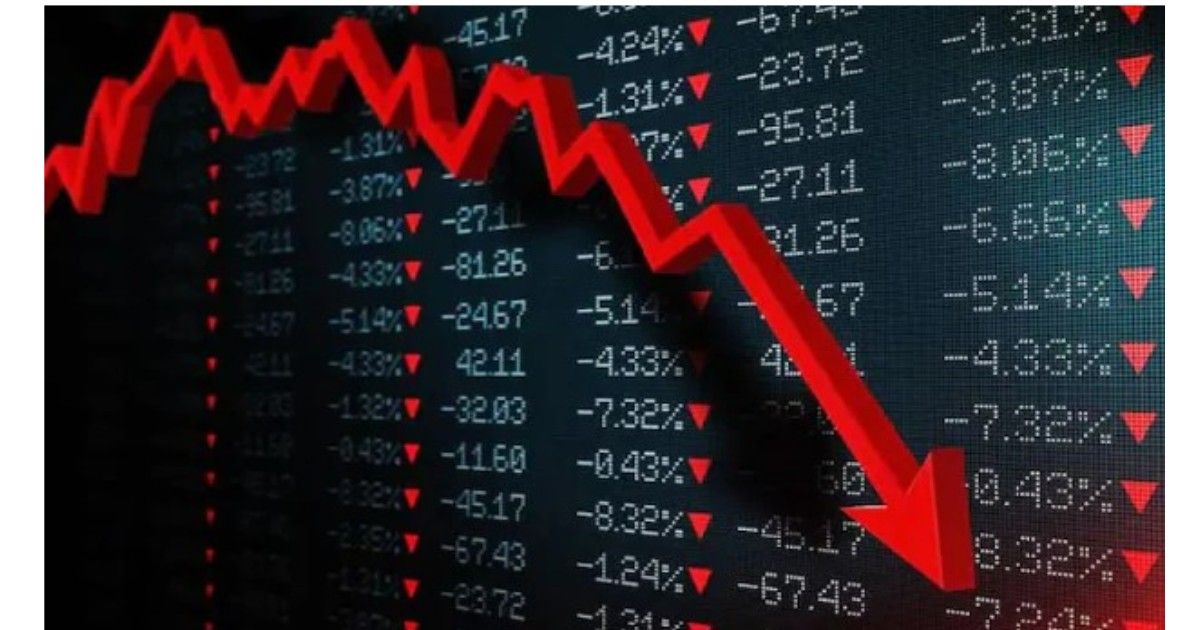 Sensex and Nifty showing decline on stock market screen during early trade