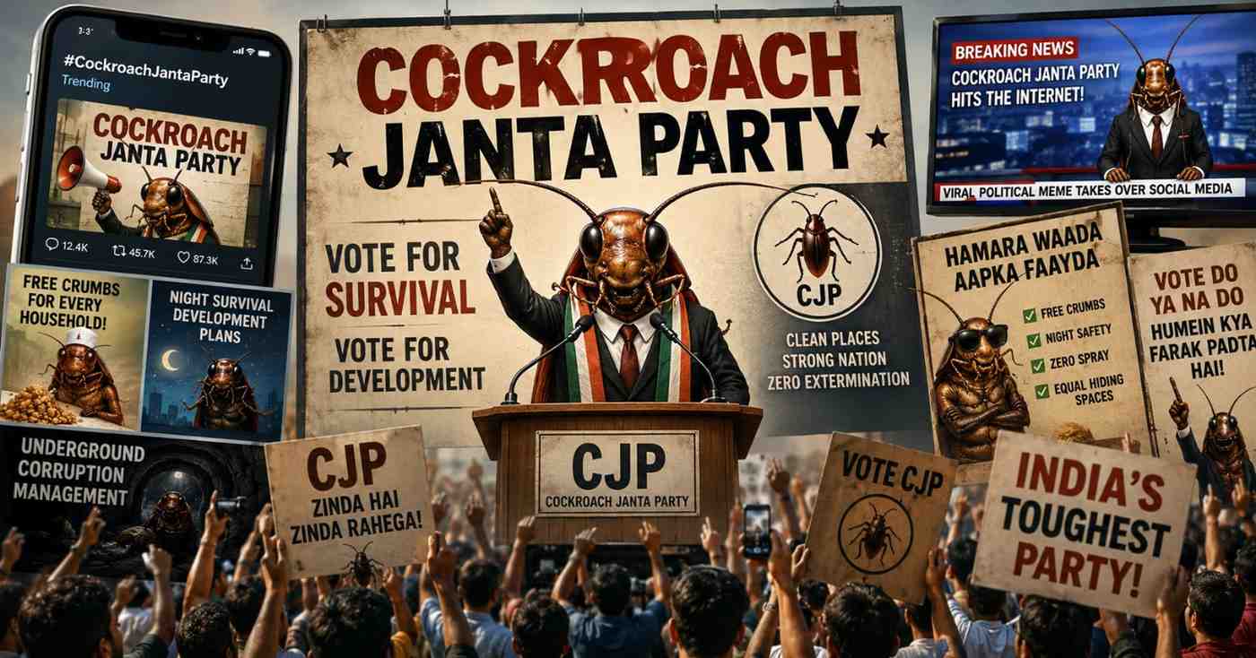 Cockroach Janta Party parody political poster going viral online