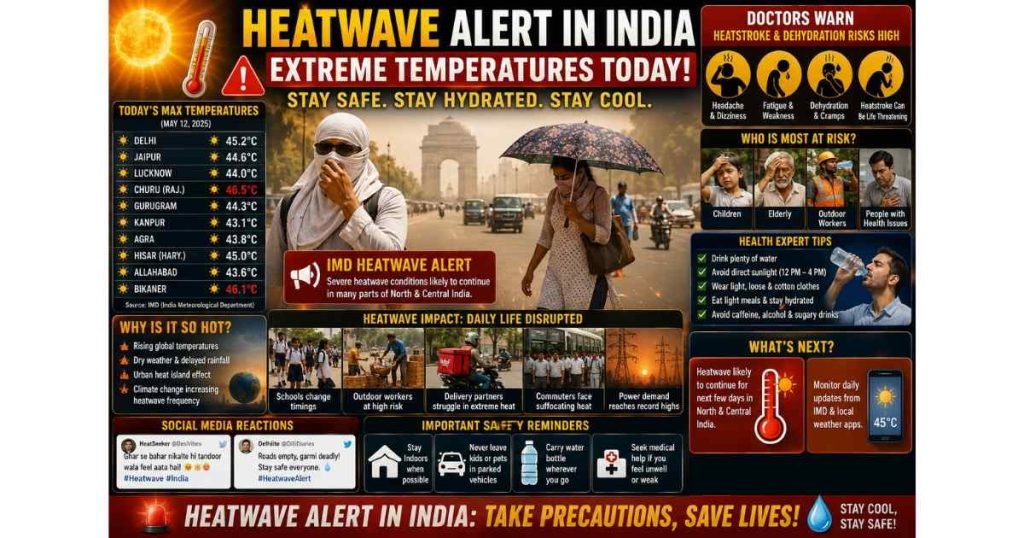 heatwave alert in India showing scorching roads and commuters struggling in extreme temperatures
