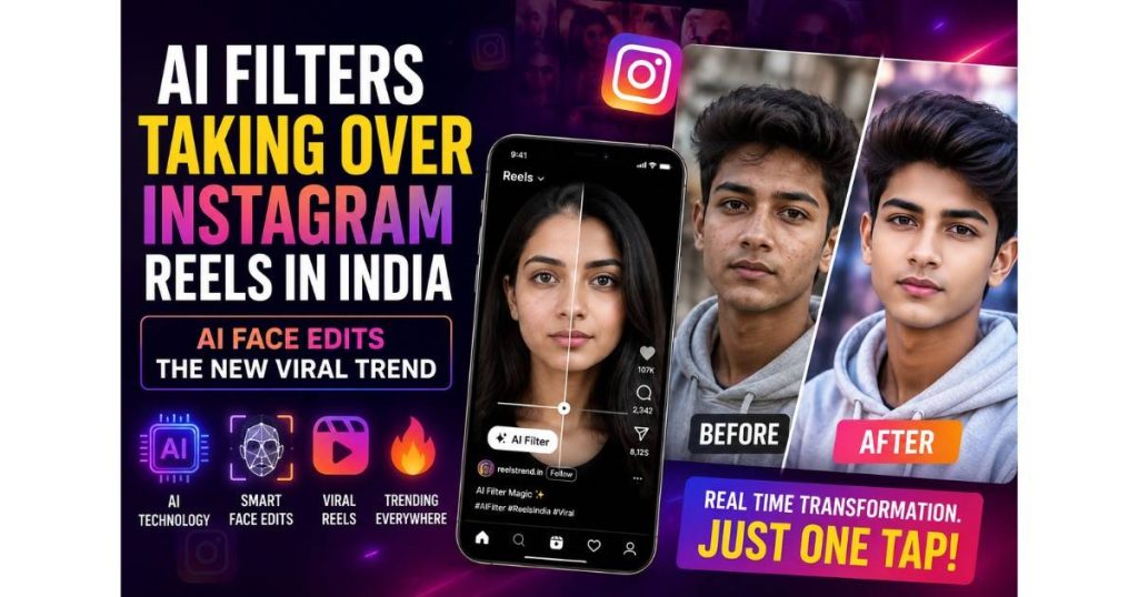 Before and after Instagram AI filters face transformation edit