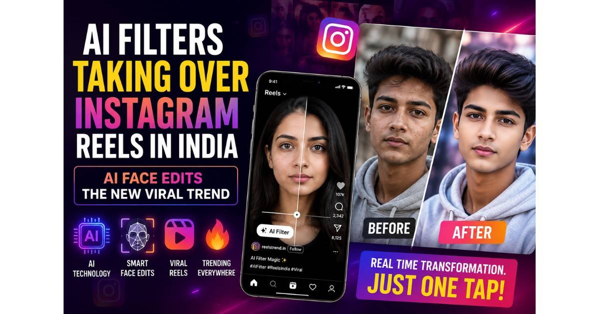 Before and after Instagram AI filters face transformation edit