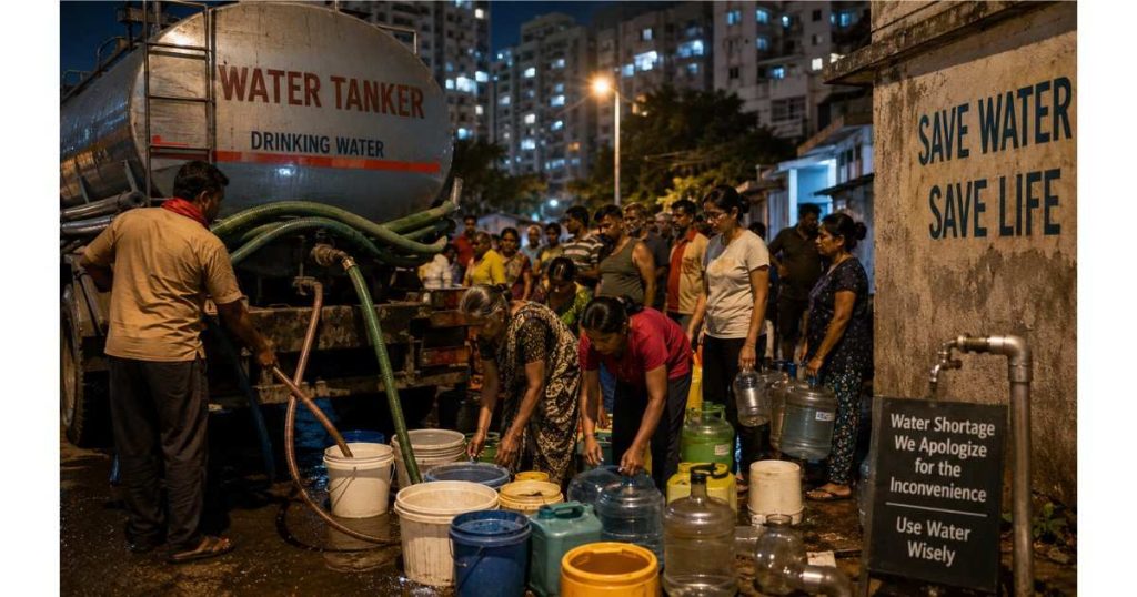 Water crisis India leaves residents waiting beside empty water tankers during extreme summer shortage