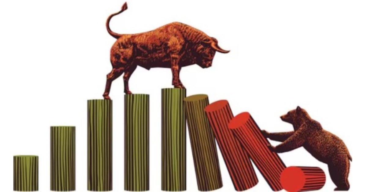 Stock market screen showing Sensex and Nifty movement