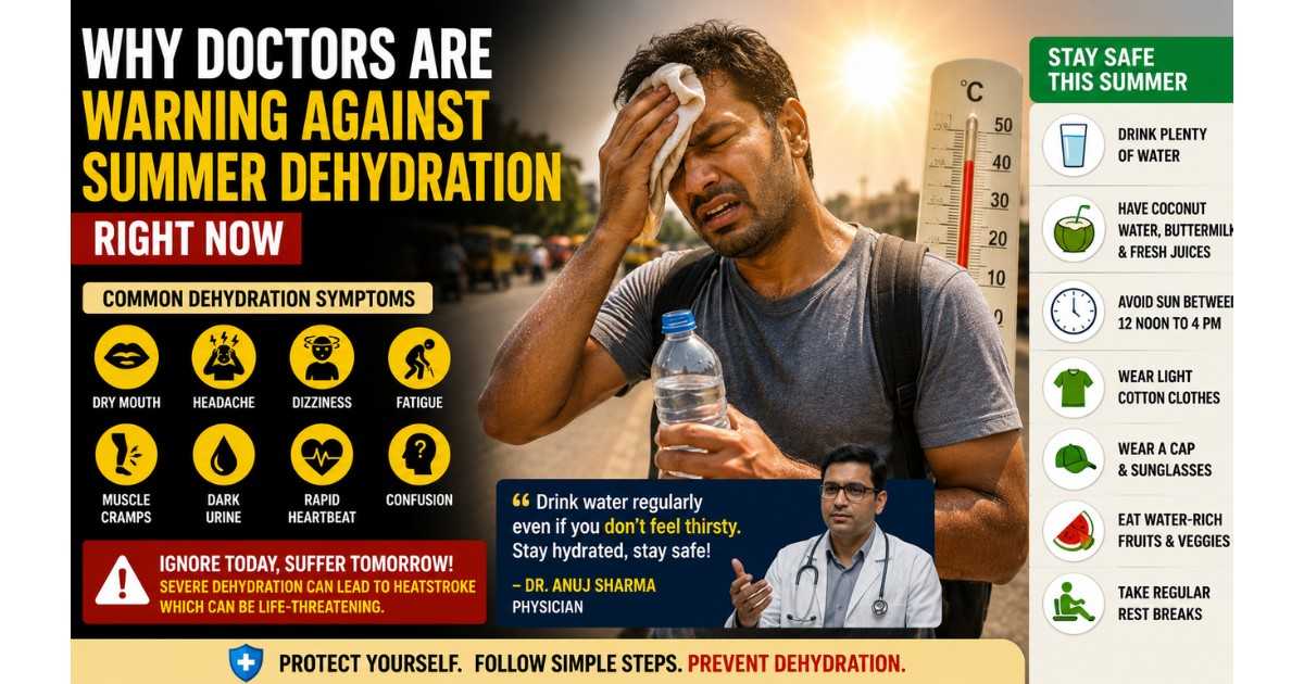 A person drinks water under the hot summer sun as doctors warn about dehydration symptoms during the heatwave.