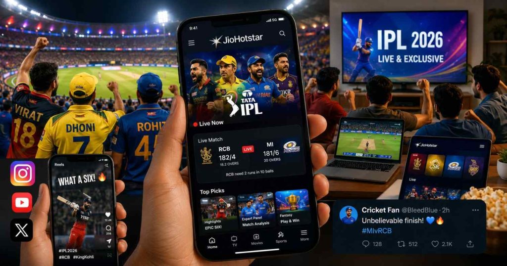 IPL 2026 viewership surges across giant mobile screens during JioHotstar IPL streaming boom