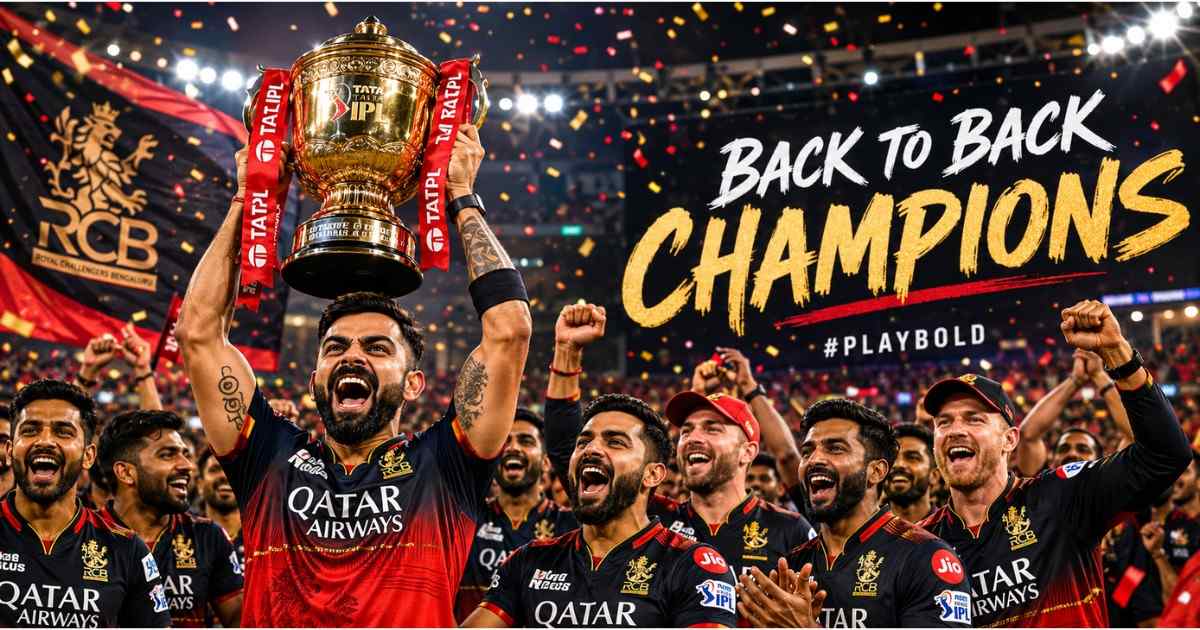 RCB players celebrating consecutive IPL championship victories