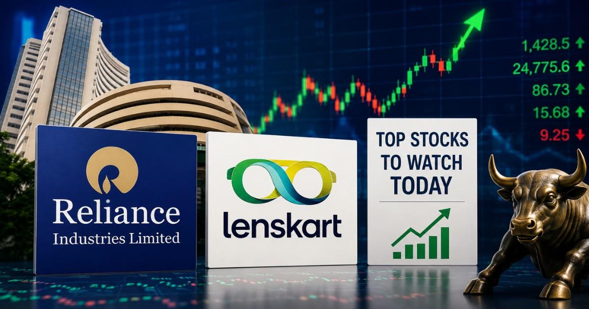 Stock Market Movers Today featuring Reliance, Lenskart and key Indian stocks