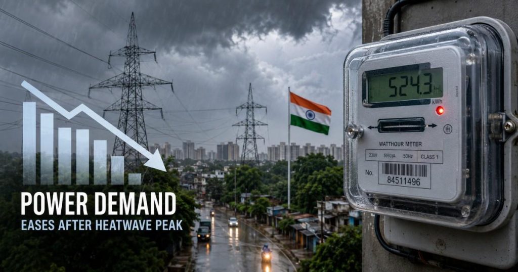 India Power Demand Update Amid Monsoon Arrival showing electricity demand decline after heatwave and rainfall across India