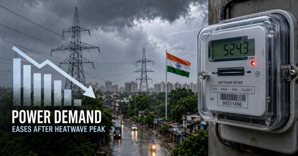 India Power Demand Update Amid Monsoon Arrival showing electricity demand decline after heatwave and rainfall across India
